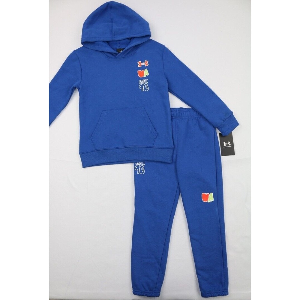 Under Armour Boys 2 Piece Set Hoodie And Pants Fleece Tech Blue Sz 6 UAFH36E 420